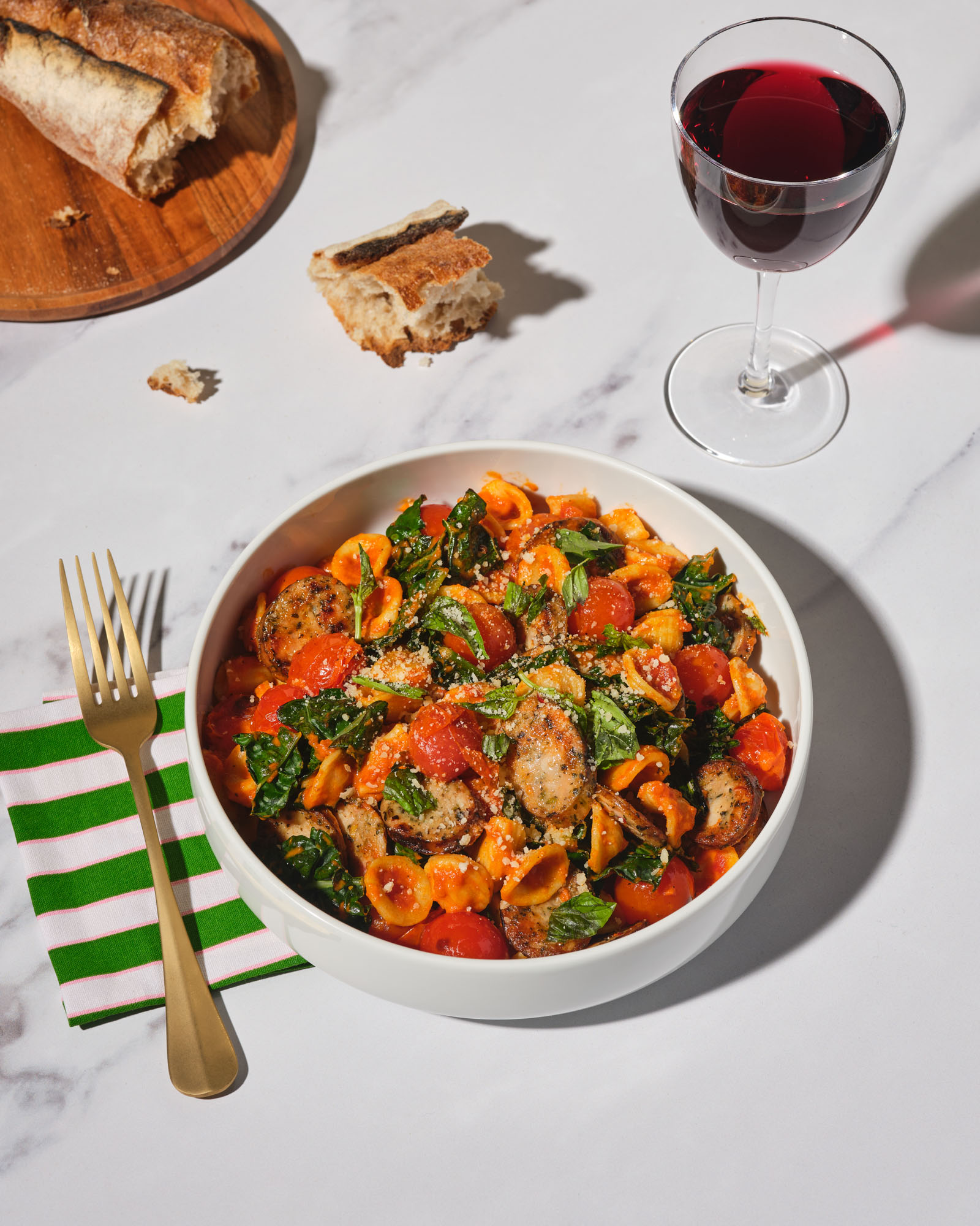 Pasta made with The Sausage Project's Italian Herb Chicken Sausage.