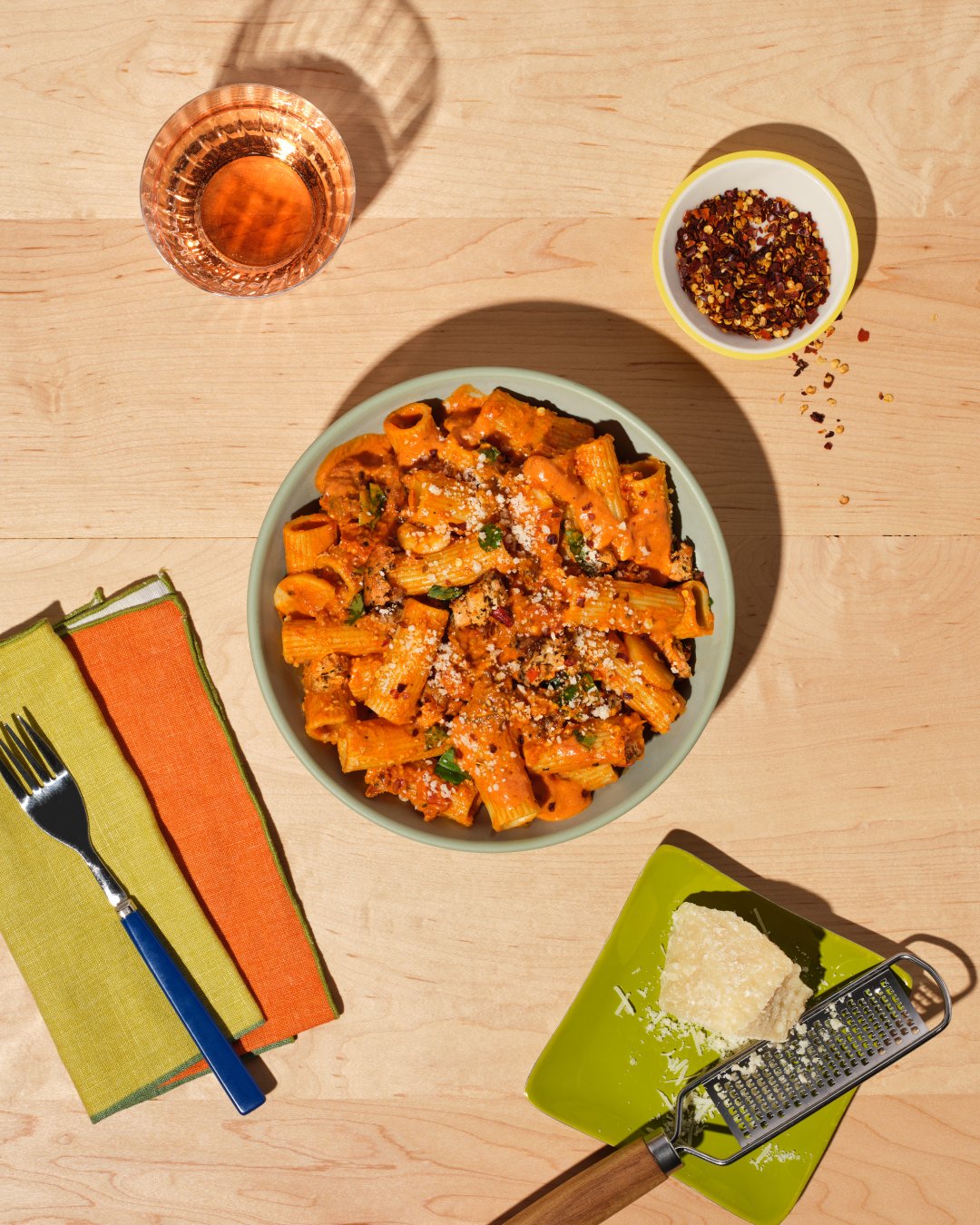Delicious spicy pink pasta made with The Sausage Project's Italian Herb Chicken Sausage.
