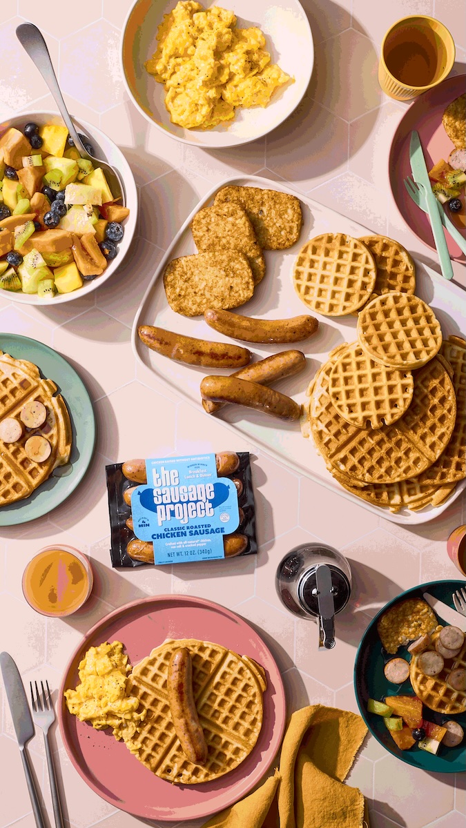 Chicken Sausage & Waffles spread.