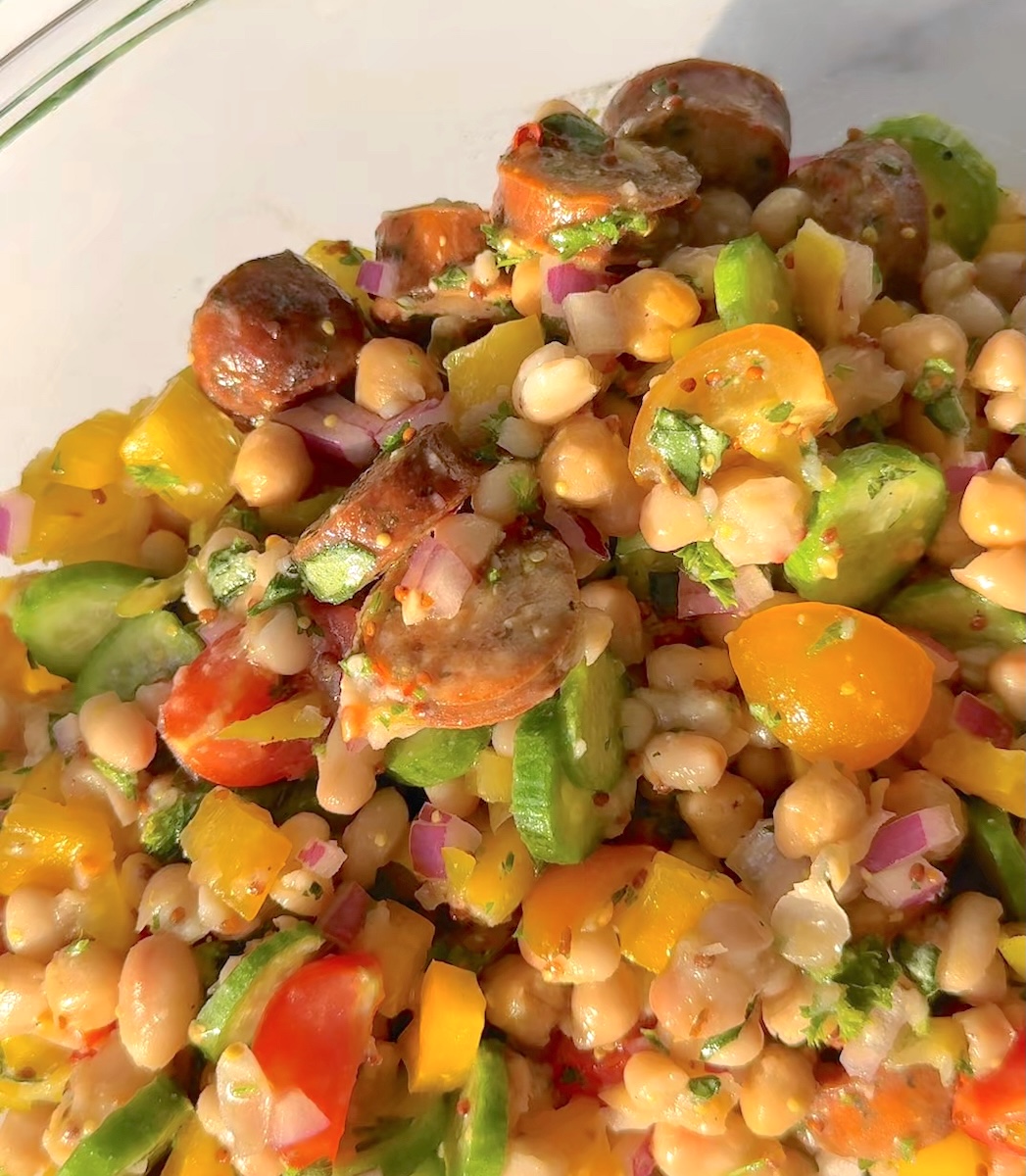 Dense Bean Salad with Italian Herb Chicken Sausage.